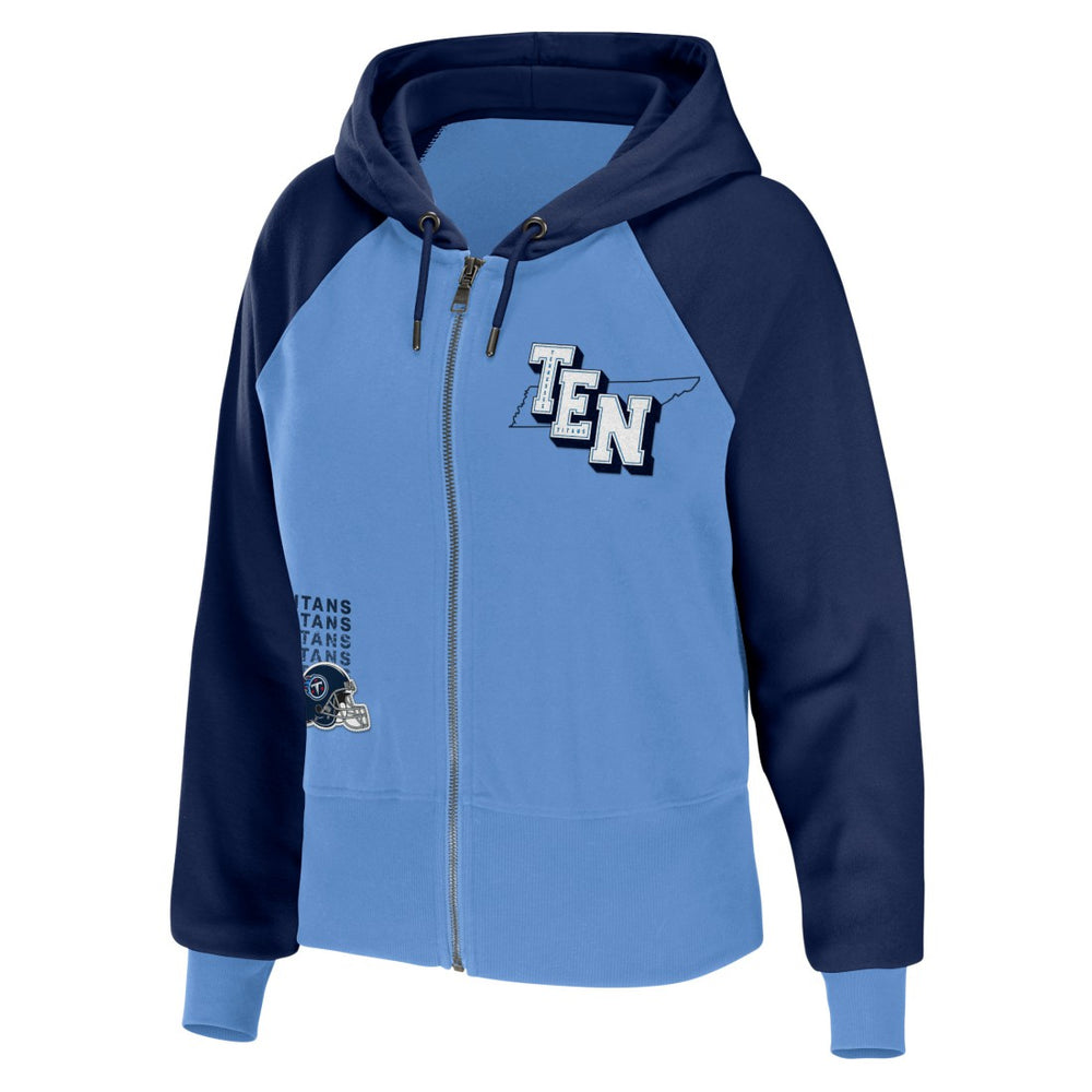 WEAR by Erin Andrews Women's Colorblock Lightweight Full-Zip Hoodie - Tennessee Titans