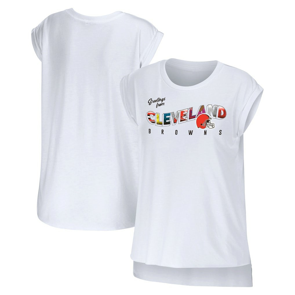 WEAR by Erin Andrews Women's Greetings From Muscle T-Shirt - Cleveland Browns