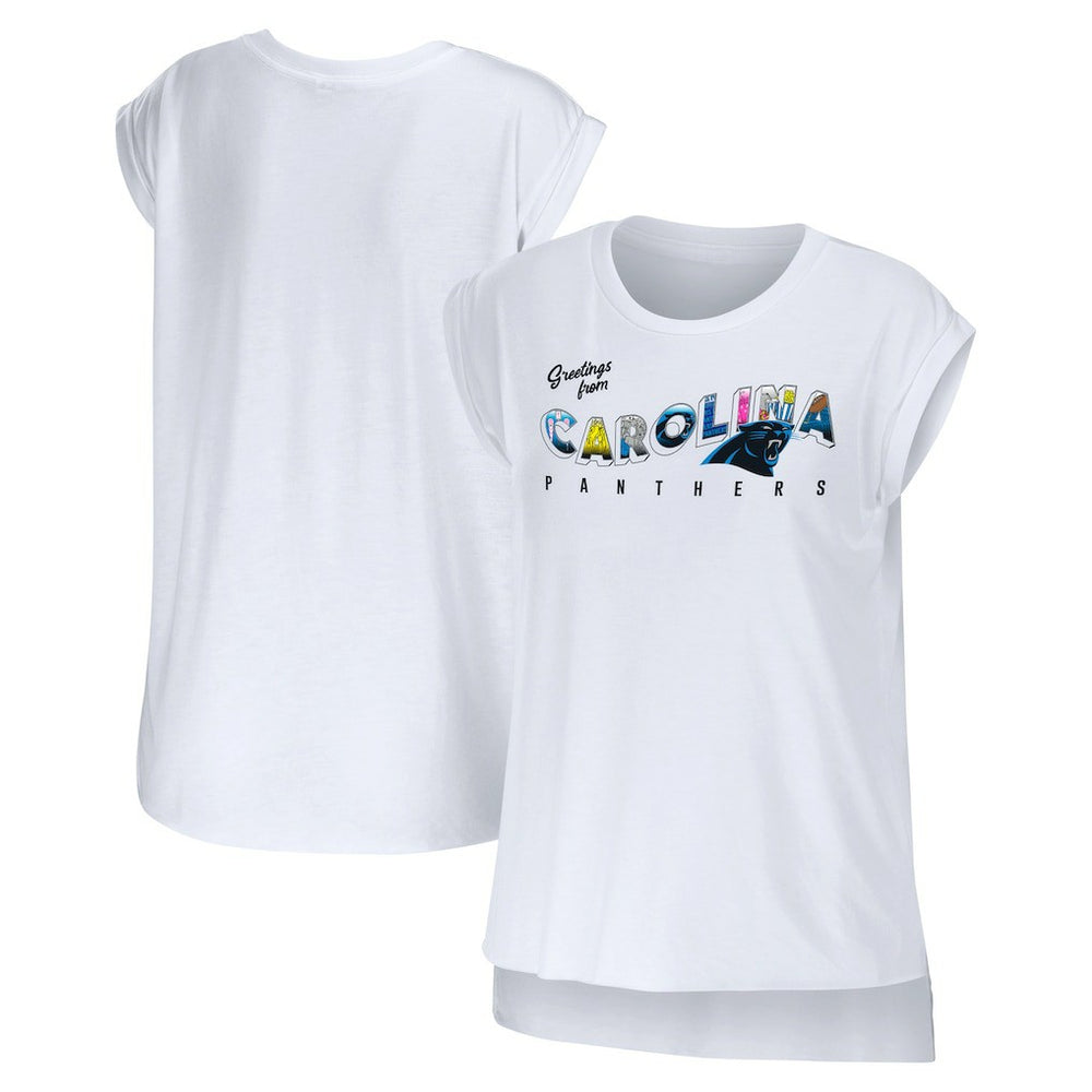 WEAR by Erin Andrews Women's Greetings From Muscle T-Shirt - Carolina Panthers