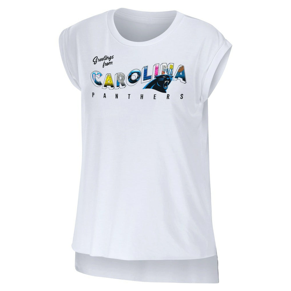 WEAR by Erin Andrews Women's Greetings From Muscle T-Shirt - Carolina Panthers