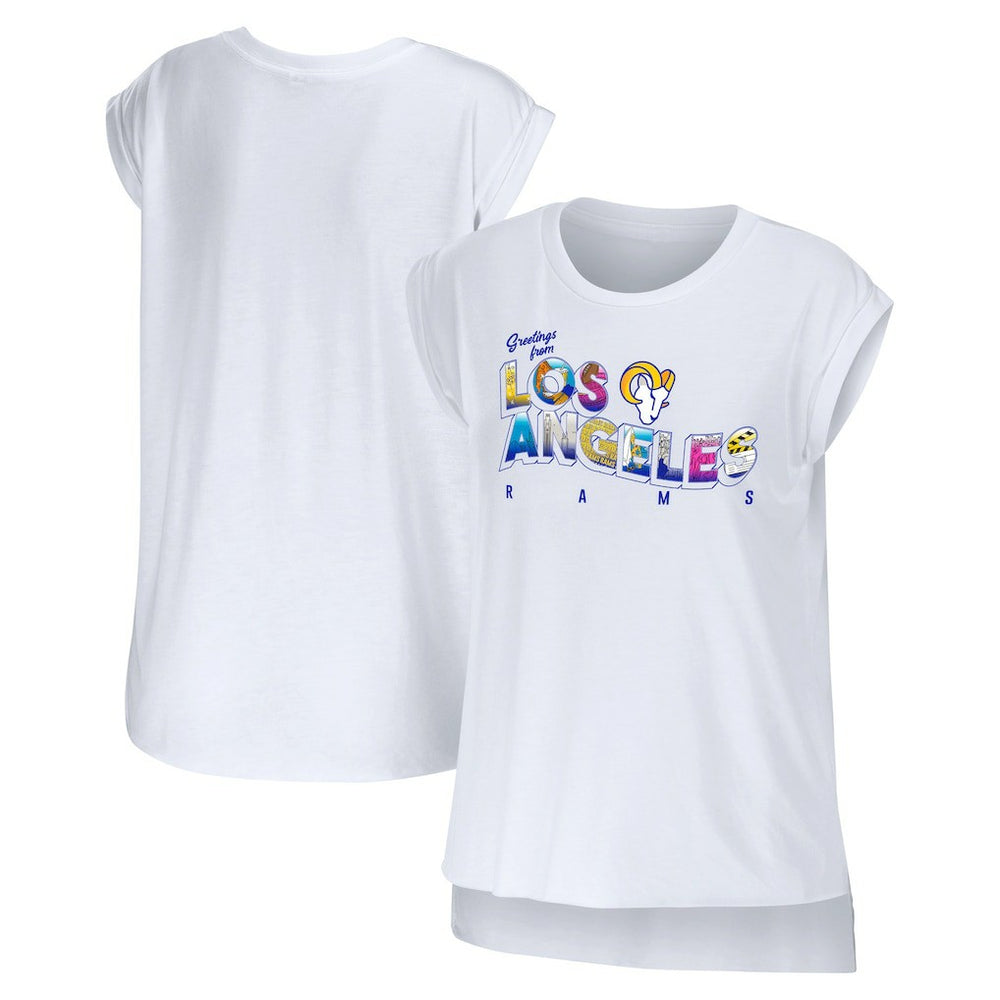 WEAR by Erin Andrews Women's Greetings From Muscle T-Shirt - Los Angeles Rams