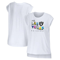 WEAR by Erin Andrews Women's Greetings From Muscle T-Shirt - Las Vegas Raiders