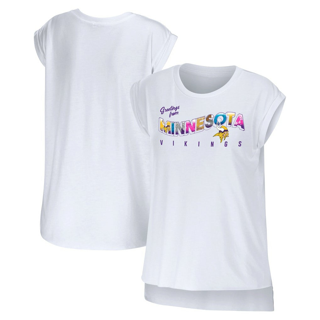 WEAR by Erin Andrews Women's Greetings From Muscle T-Shirt - Minnesota Vikings