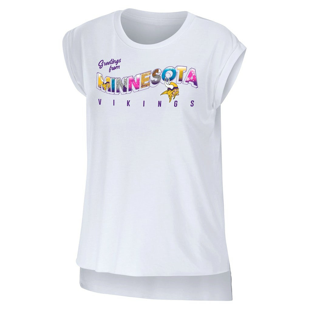 WEAR by Erin Andrews Women's Greetings From Muscle T-Shirt - Minnesota Vikings