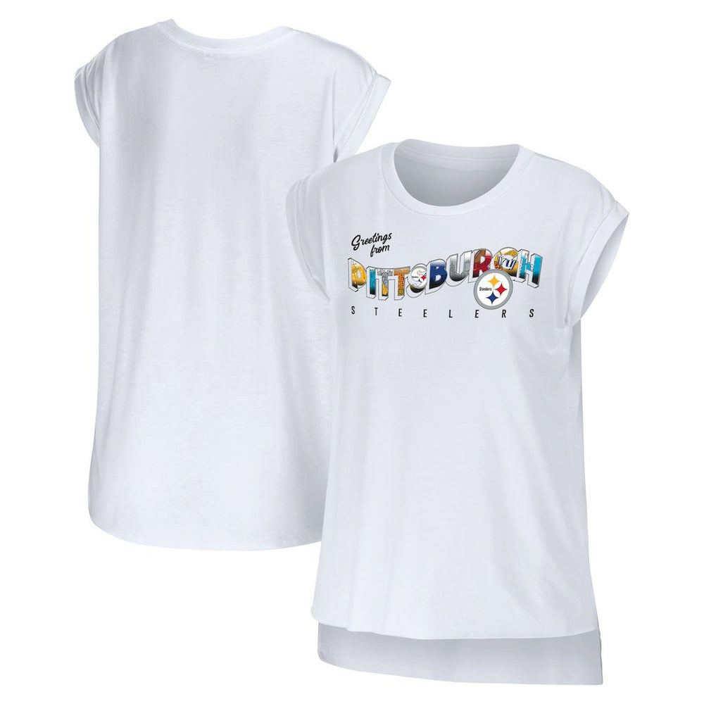 WEAR by Erin Andrews Women's Greetings From Muscle T-Shirt - Pittsburgh Steelers