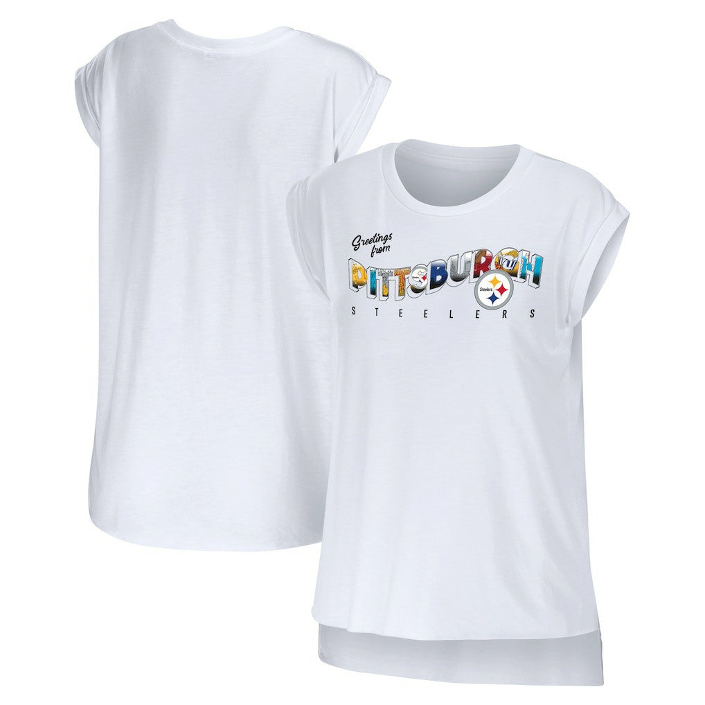 WEAR by Erin Andrews Women's Greetings From Muscle T-Shirt - Pittsburgh Steelers