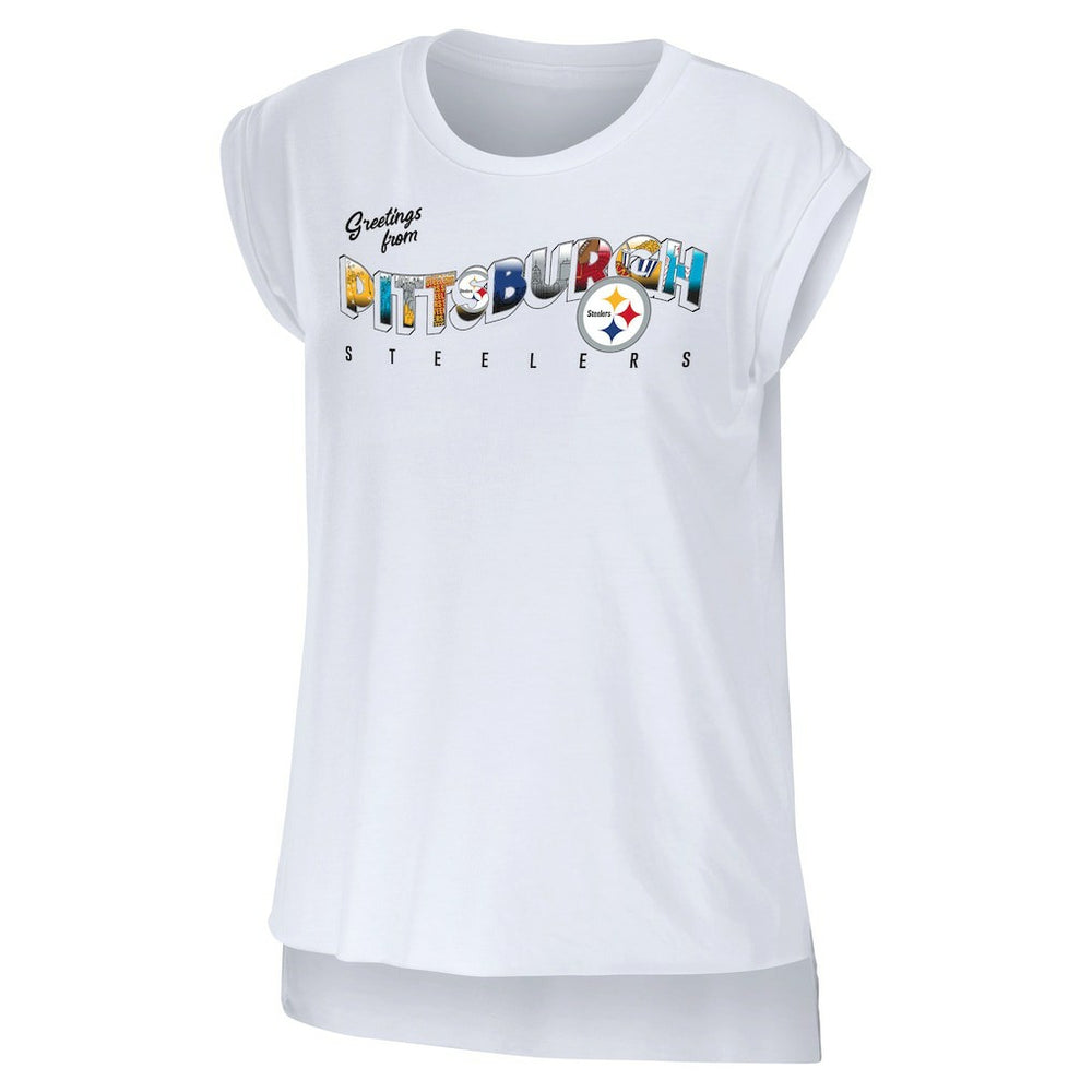 WEAR by Erin Andrews Women's Greetings From Muscle T-Shirt - Pittsburgh Steelers