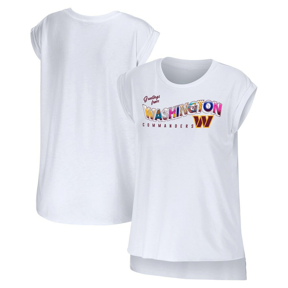 WEAR by Erin Andrews Women's Greetings From Muscle T-Shirt - Washington Commanders