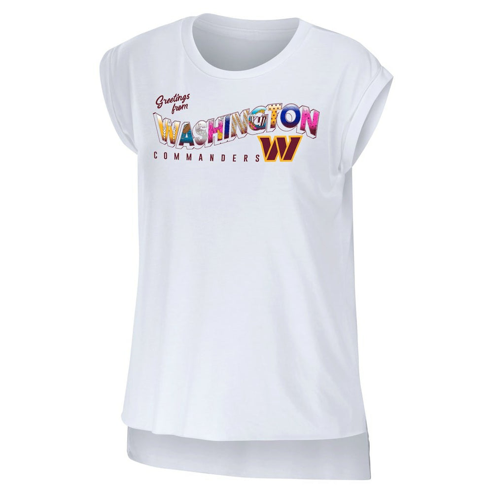 WEAR by Erin Andrews Women's Greetings From Muscle T-Shirt - Washington Commanders