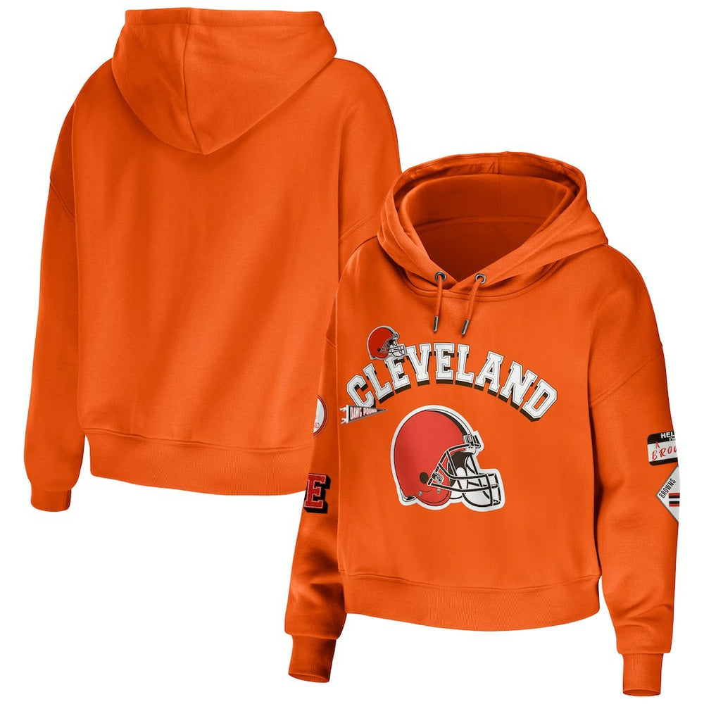 WEAR by Erin Andrews Women's Modest Cropped Pullover Hoodie - Cleveland Browns