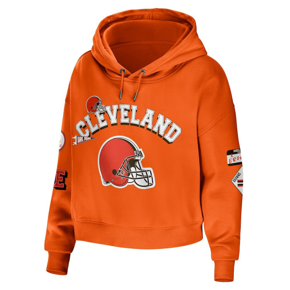 WEAR by Erin Andrews Women's Modest Cropped Pullover Hoodie - Cleveland Browns
