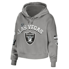 WEAR by Erin Andrews Women's Modest Cropped Pullover Hoodie - Las Vegas Raiders