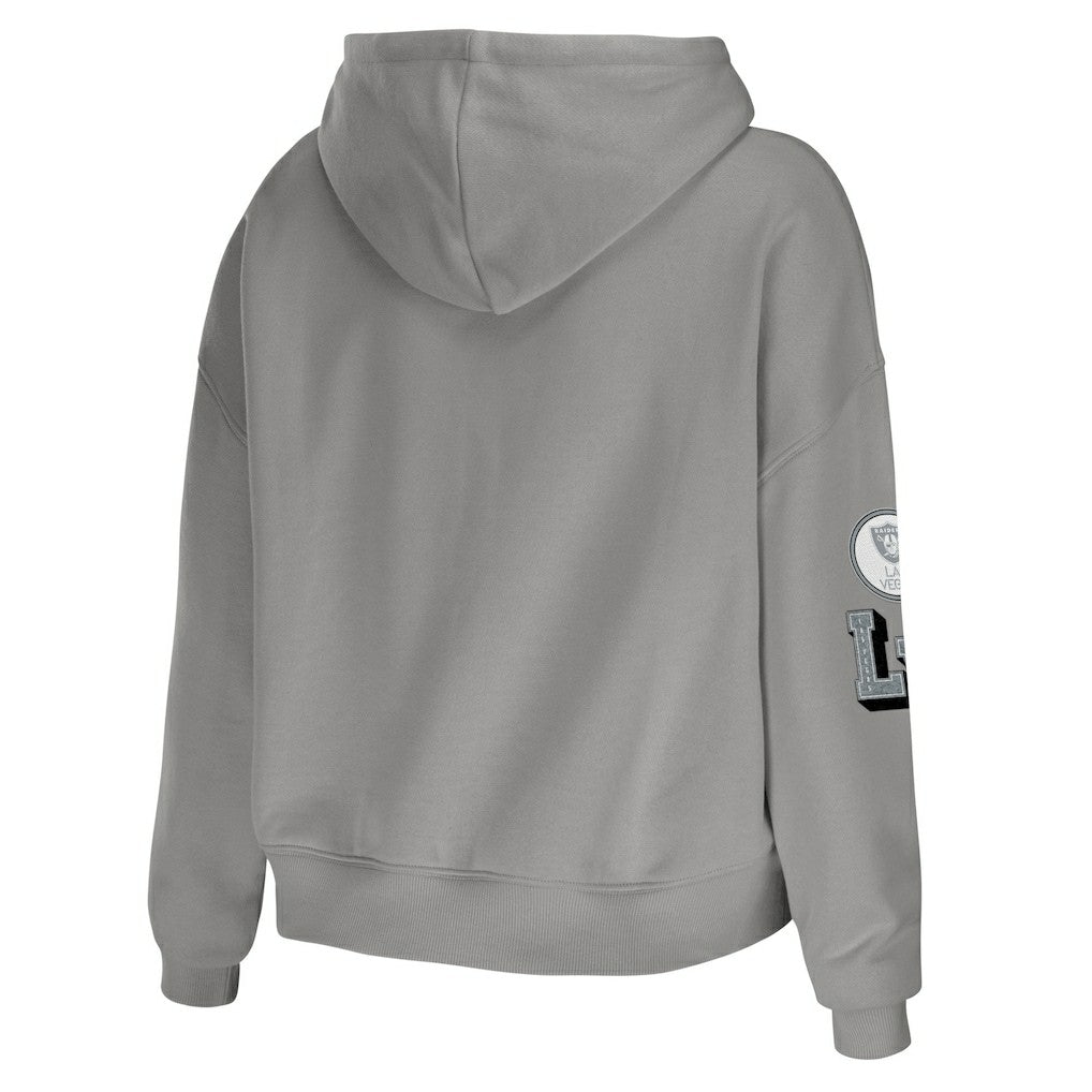 WEAR by Erin Andrews Women's Modest Cropped Pullover Hoodie - Las Vegas Raiders