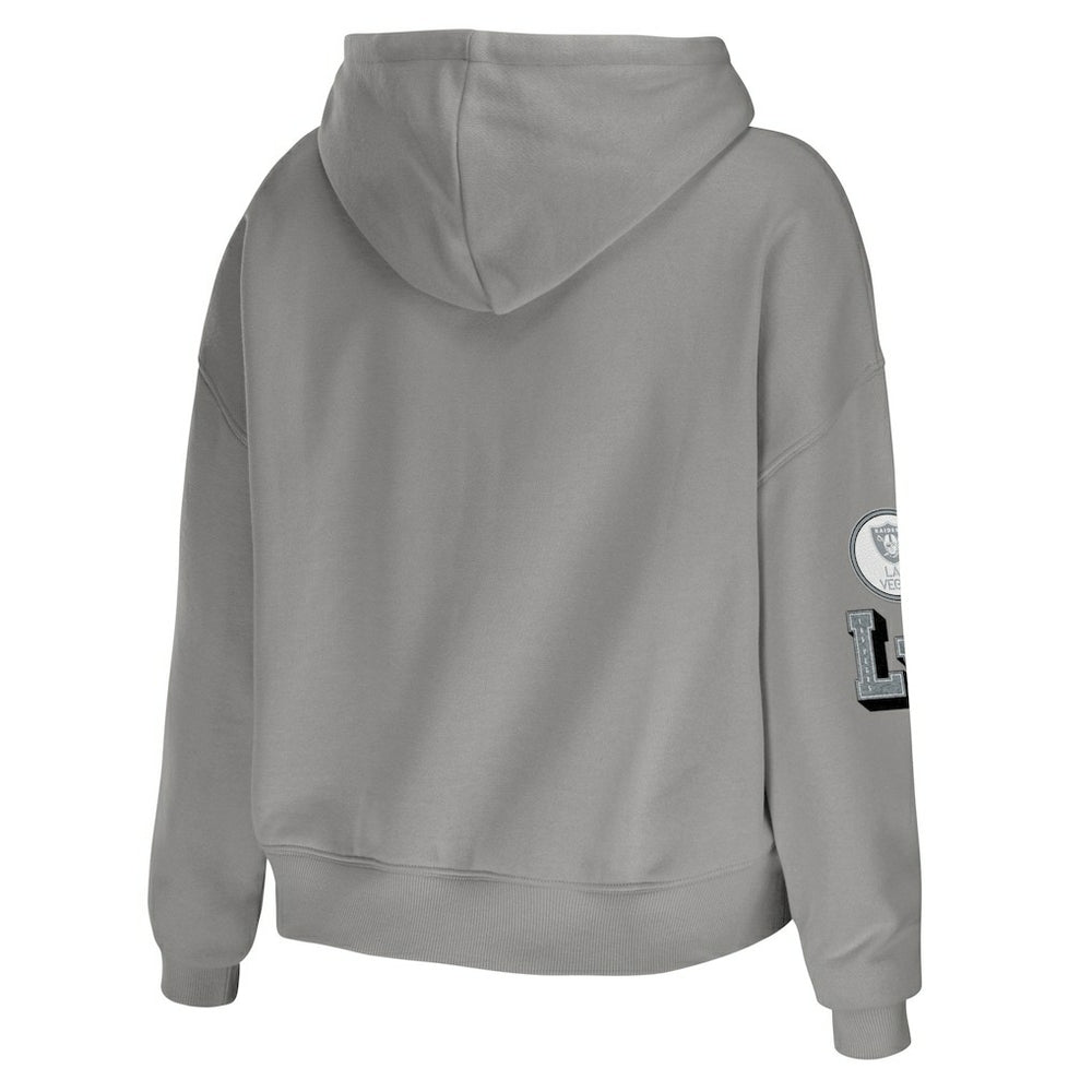 WEAR by Erin Andrews Women's Modest Cropped Pullover Hoodie - Las Vegas Raiders