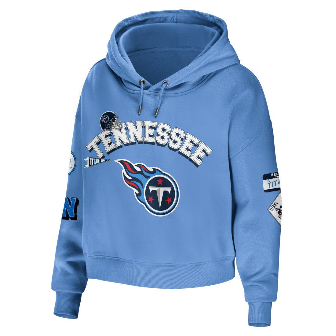 WEAR by Erin Andrews Women's Modest Cropped Pullover Hoodie - Tennessee Titans