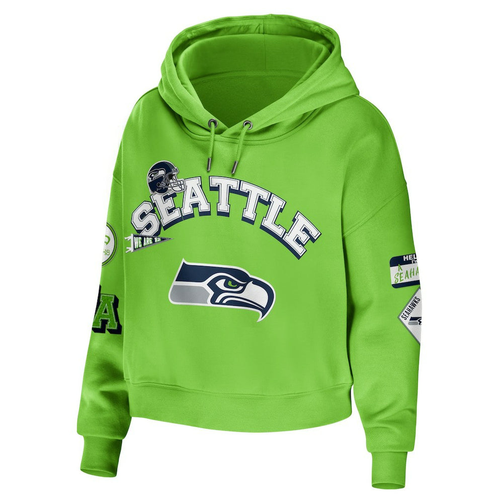 WEAR by Erin Andrews Women's Plus Size Modest Cropped Pullover Hoodie - Seattle Seahawks