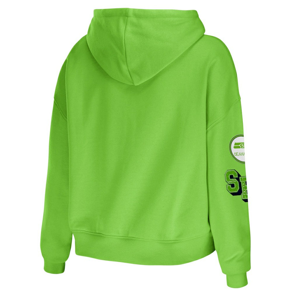 WEAR by Erin Andrews Women's Plus Size Modest Cropped Pullover Hoodie - Seattle Seahawks