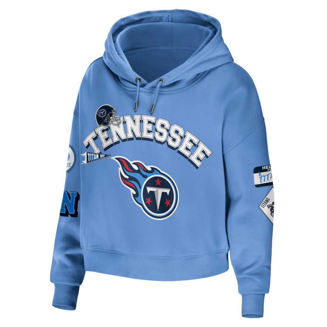 WEAR by Erin Andrews Women's Plus Size Modest Cropped Pullover Hoodie - Tennessee Titans