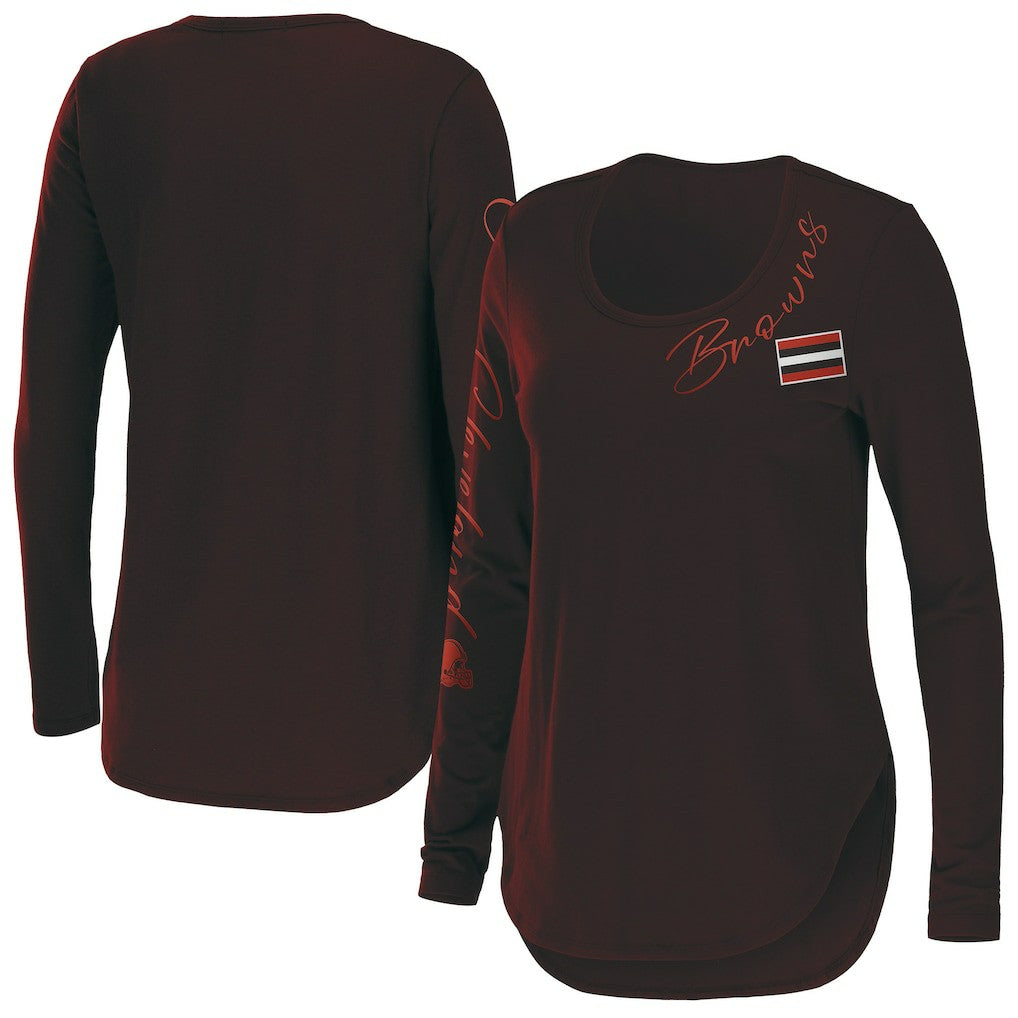 WEAR by Erin Andrews Women's Team Scoop Neck T-Shirt - Cleveland Browns