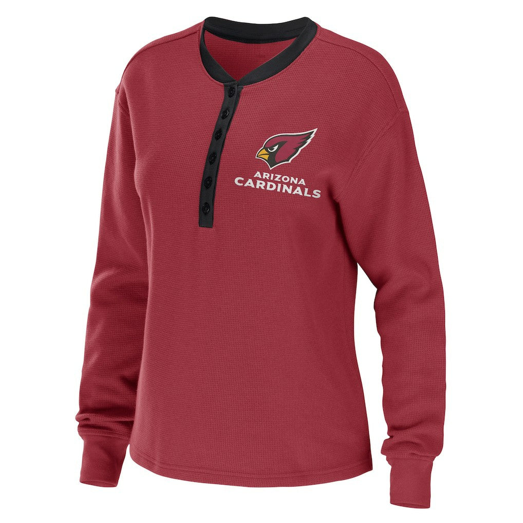 WEAR by Erin Andrews Women's Waffle Henley Long Sleeve T-Shirt - Arizona Cardinals