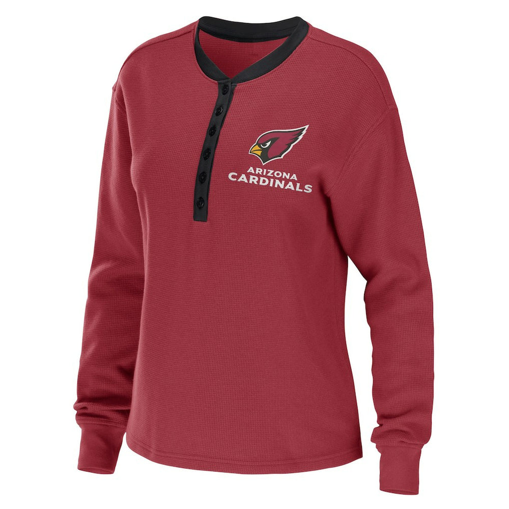 WEAR by Erin Andrews Women's Waffle Henley Long Sleeve T-Shirt - Arizona Cardinals