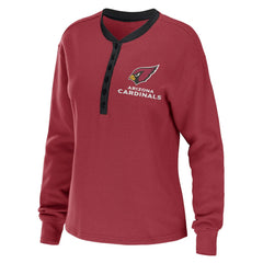 WEAR by Erin Andrews Women's Waffle Henley Long Sleeve T-Shirt - Arizona Cardinals
