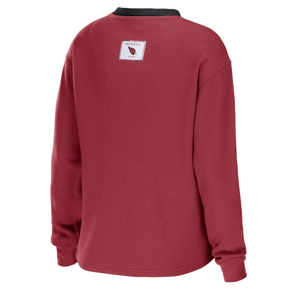 WEAR by Erin Andrews Women's Waffle Henley Long Sleeve T-Shirt - Arizona Cardinals