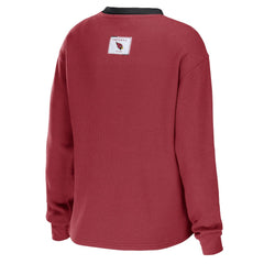 WEAR by Erin Andrews Women's Waffle Henley Long Sleeve T-Shirt - Arizona Cardinals