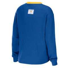 WEAR by Erin Andrews Women's Waffle Henley Long Sleeve T-Shirt - Los Angeles Rams