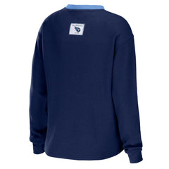 WEAR by Erin Andrews Women's Waffle Henley Long Sleeve T-Shirt - Tennessee Titans