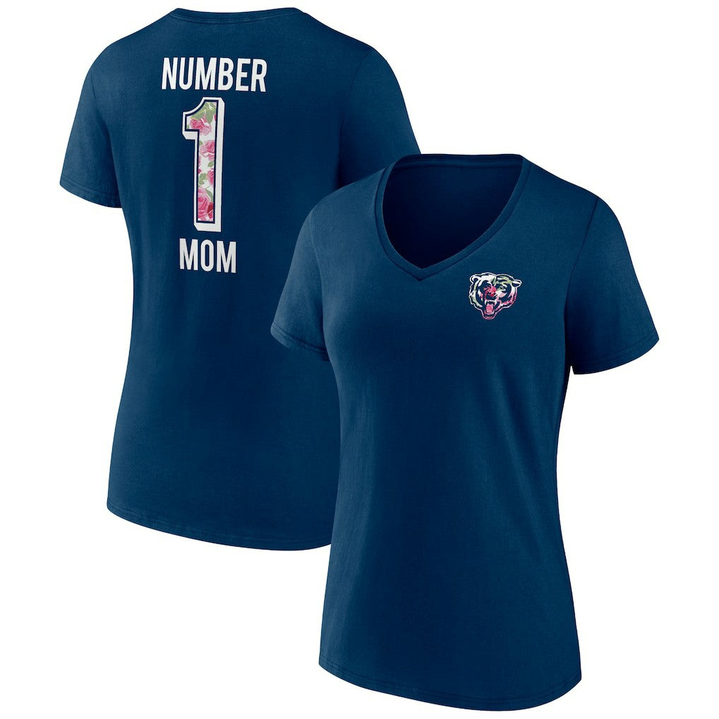 Women's Plus Size Mother's Day #1 Mom V-Neck T-Shirt - Chicago Bears