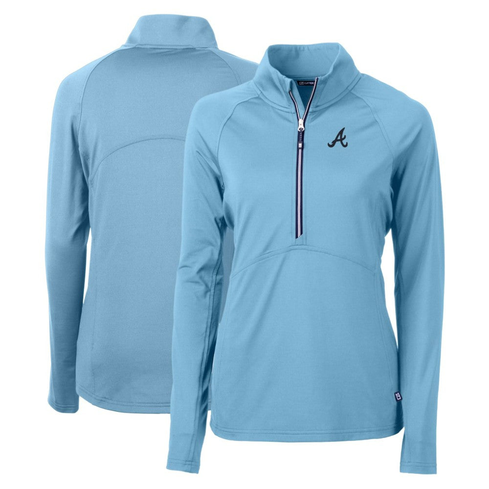 MLB Atlanta Braves Cutter & Buck Women's Adapt Eco Knit Stretch Recycled Half-Zip Pullover Top
