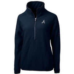 MLB Atlanta Braves Cutter & Buck Women's Cascade Eco Sherpa Fleece Quarter-Zip Pullover Jacket
