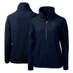 MLB Philadelphia Phillies Cutter & Buck Women's Cascade Eco Sherpa Fleece Quarter-Zip Pullover Jacket