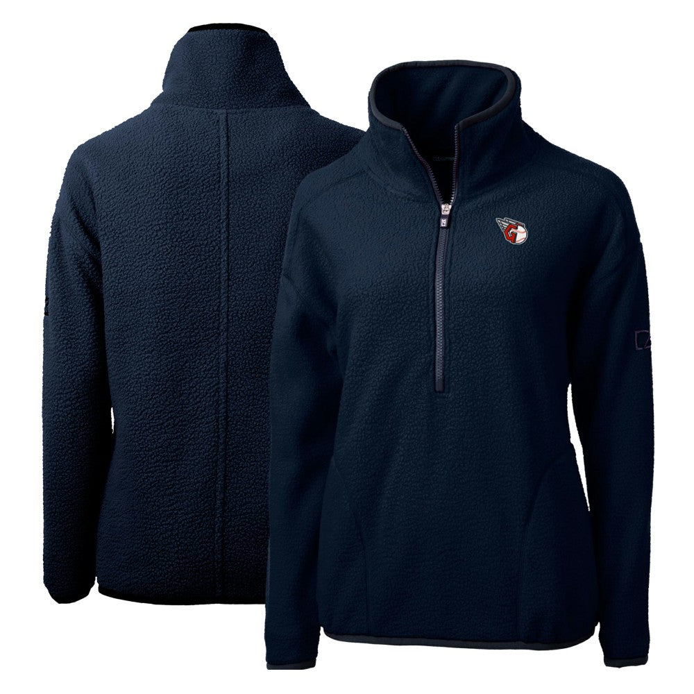 MLB Cleveland Guardians Cutter & Buck Women's Cascade Eco Sherpa Fleece Quarter-Zip Pullover Jacket