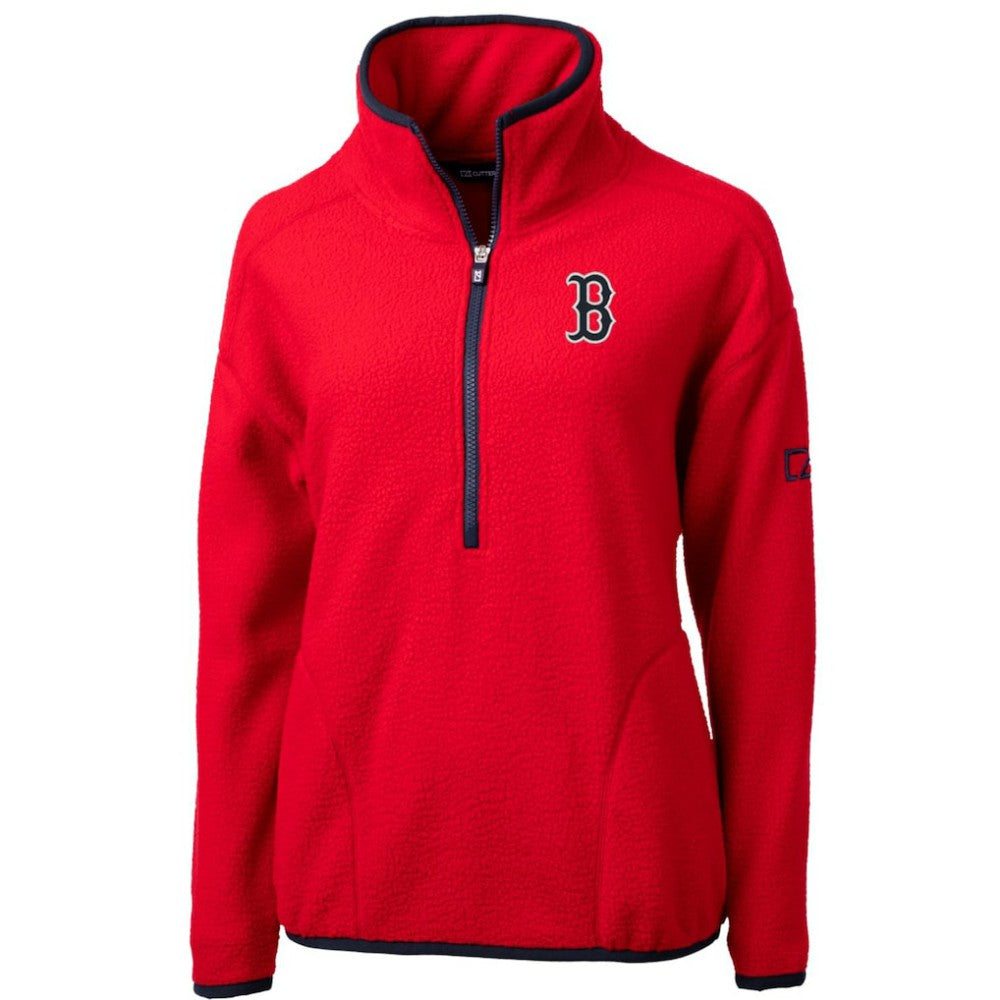 MLB Boston Red Sox Cutter & Buck Women's Cascade Eco Sherpa Fleece Quarter-Zip Pullover Jacket