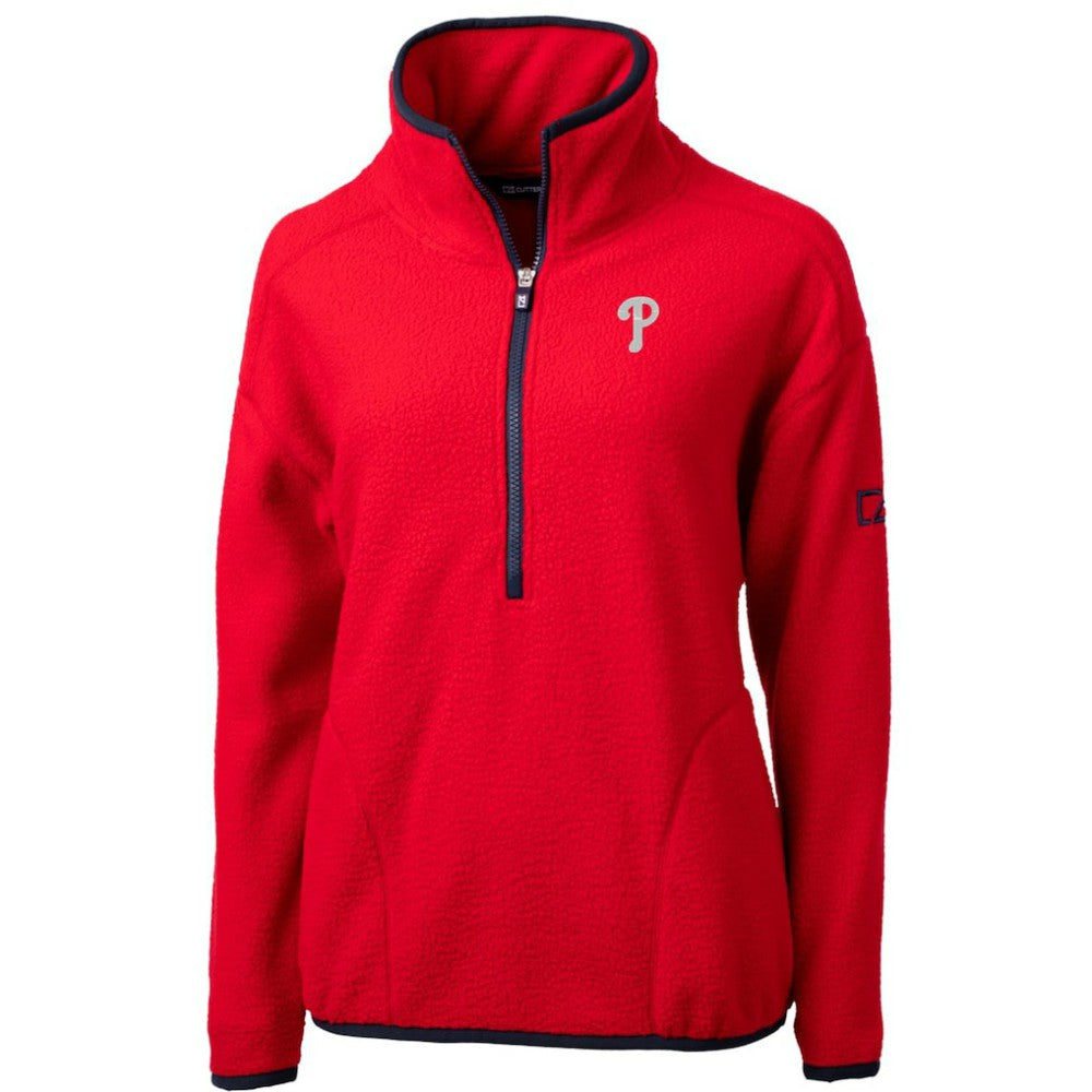 MLB Philadelphia Phillies Cutter & Buck Women's Cascade Eco Sherpa Fleece Quarter-Zip Pullover Jacket