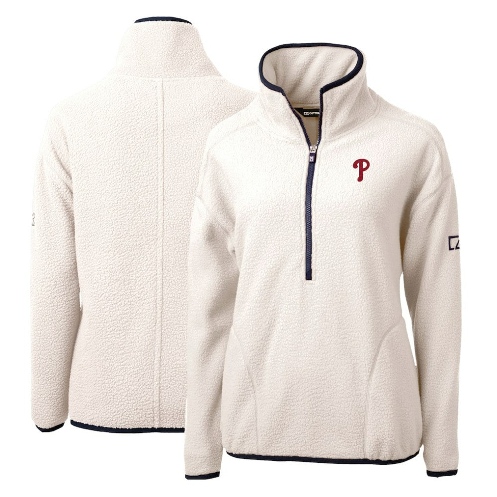 MLB Philadelphia Phillies Cutter & Buck Women's Cascade Eco Sherpa Fleece Quarter-Zip Pullover Jacket