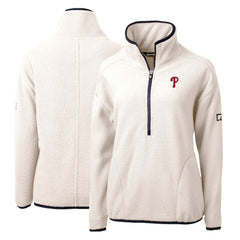 MLB Philadelphia Phillies Cutter & Buck Women's Cascade Eco Sherpa Fleece Quarter-Zip Pullover Jacket