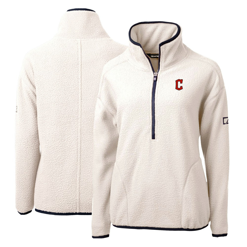 MLB Cleveland Guardians Cutter & Buck Women's Cascade Eco Sherpa Fleece Quarter-Zip Pullover Jacket