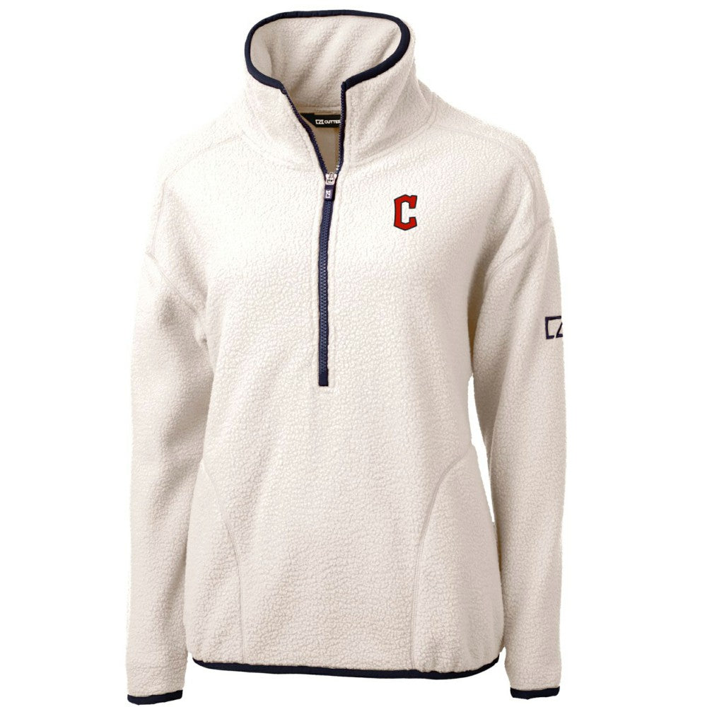 MLB Cleveland Guardians Cutter & Buck Women's Cascade Eco Sherpa Fleece Quarter-Zip Pullover Jacket
