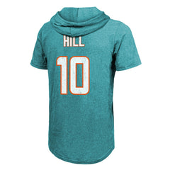 Tyreek Hill  Majestic Threads Player Name & Number Short Sleeve Hoodie T-Shirt - Miami Dolphins