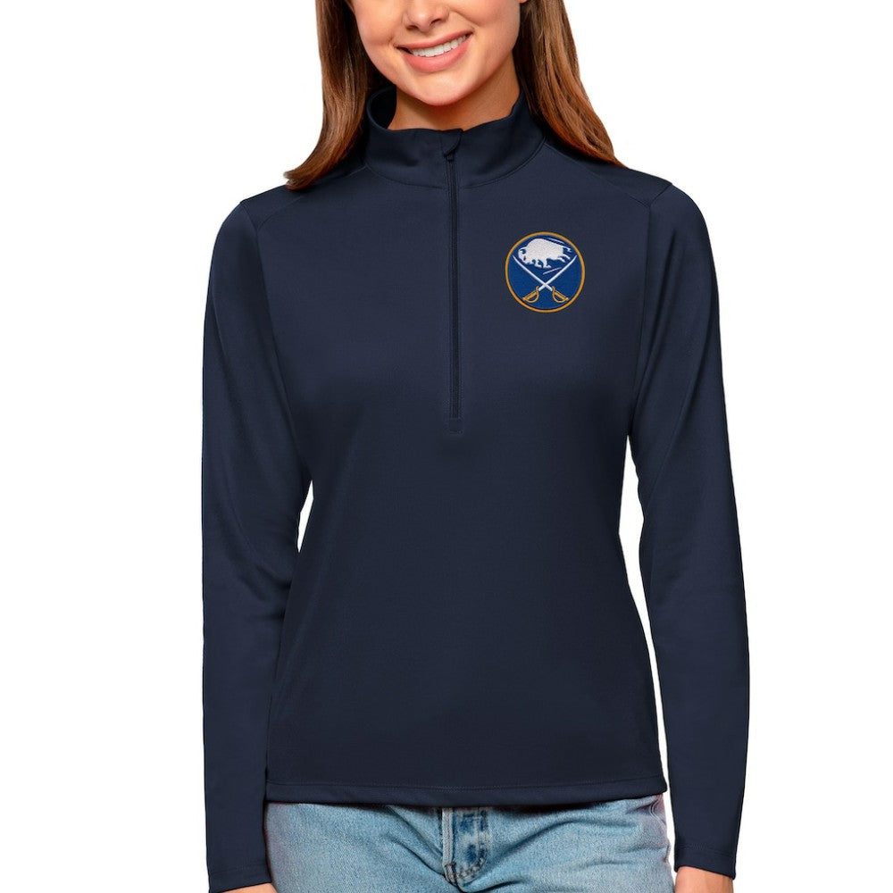 NHL Navy Buffalo Sabres Antigua Women's Tribute Quarter-Zip Pullover Top