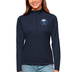 NHL Navy Buffalo Sabres Antigua Women's Tribute Quarter-Zip Pullover Top