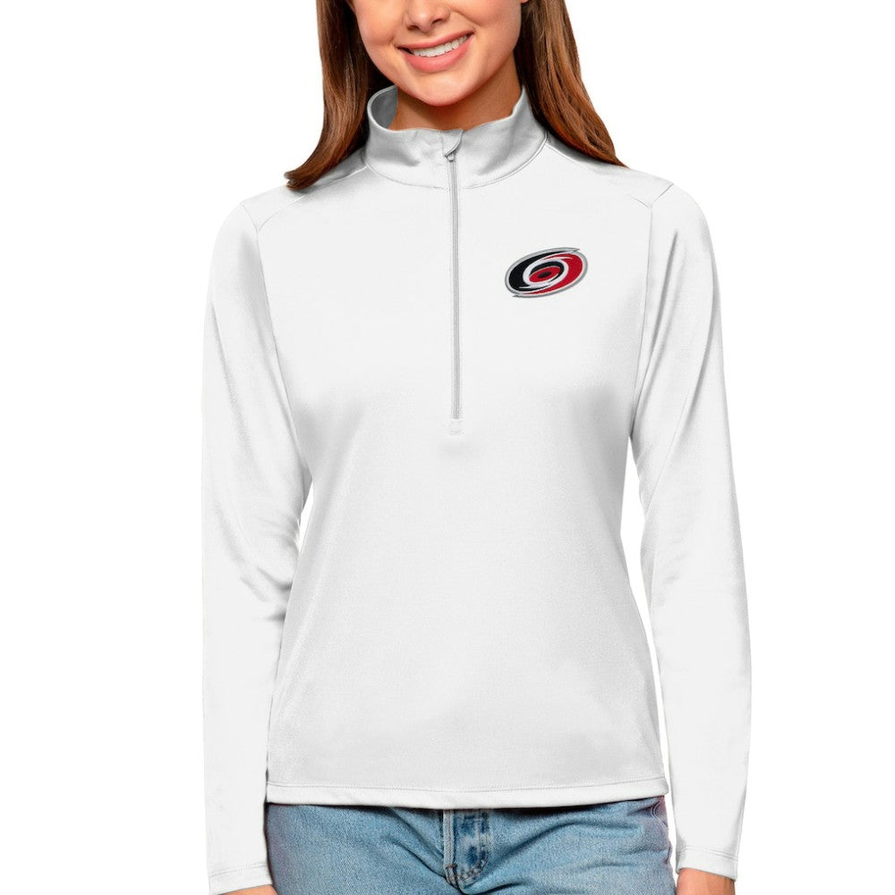 NHL White Carolina Hurricanes Antigua Women's Tribute Quarter-Zip Pullover Top