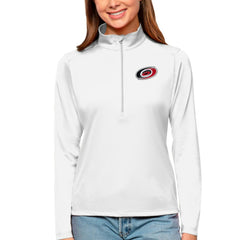 NHL White Carolina Hurricanes Antigua Women's Tribute Quarter-Zip Pullover Top