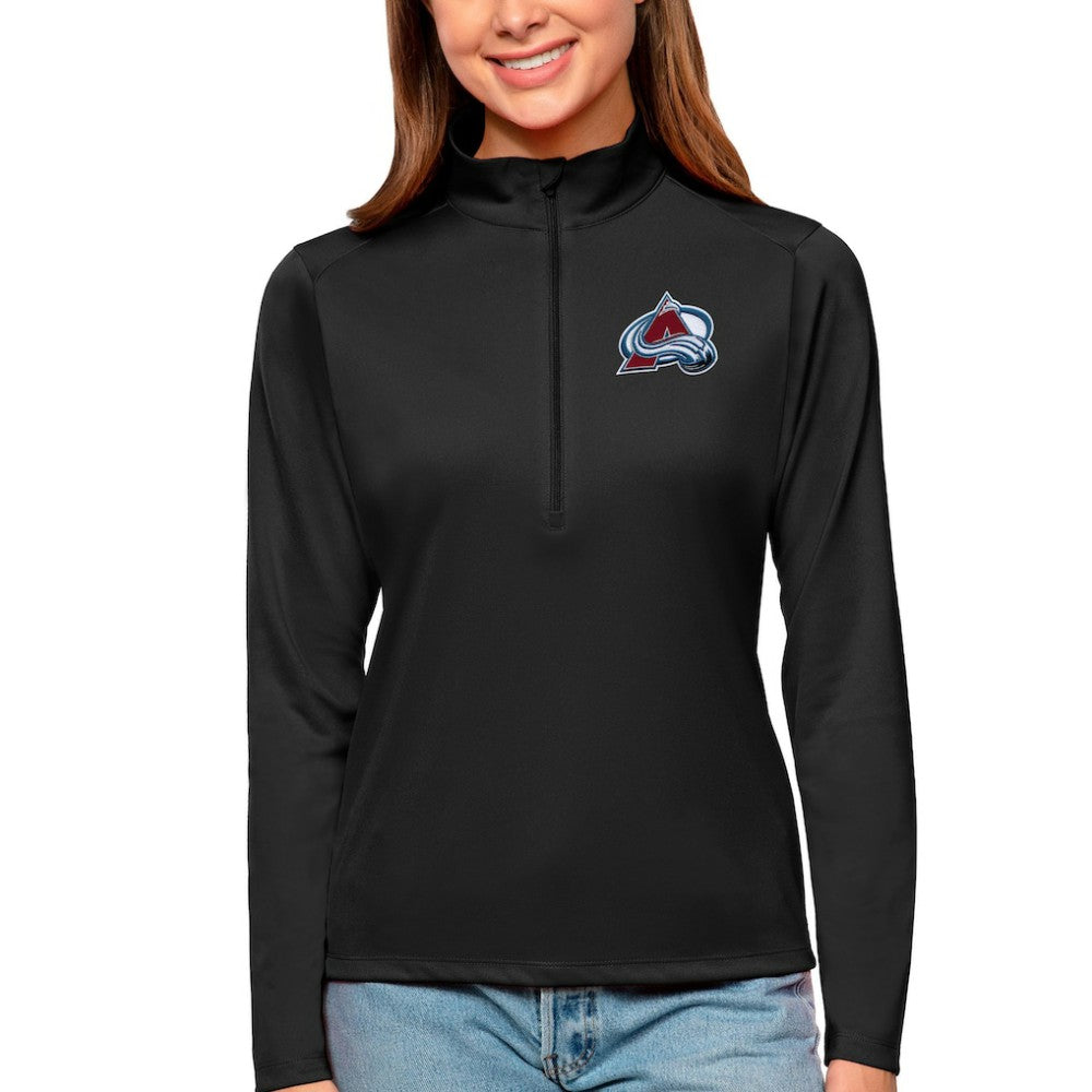NHL Black Colorado Avalanche Antigua Women's Tribute Quarter-Zip Pullover Top