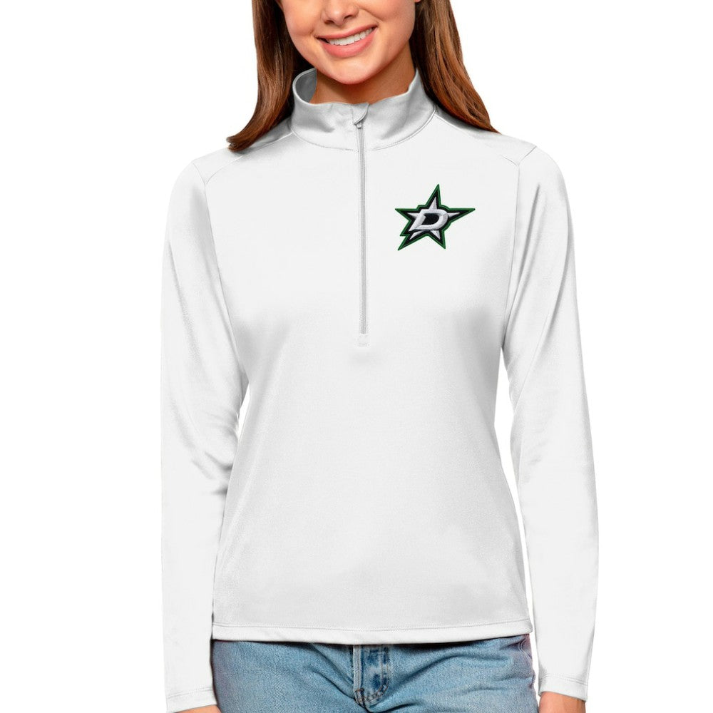 NHL White Dallas Stars Antigua Women's Tribute Quarter-Zip Pullover Top