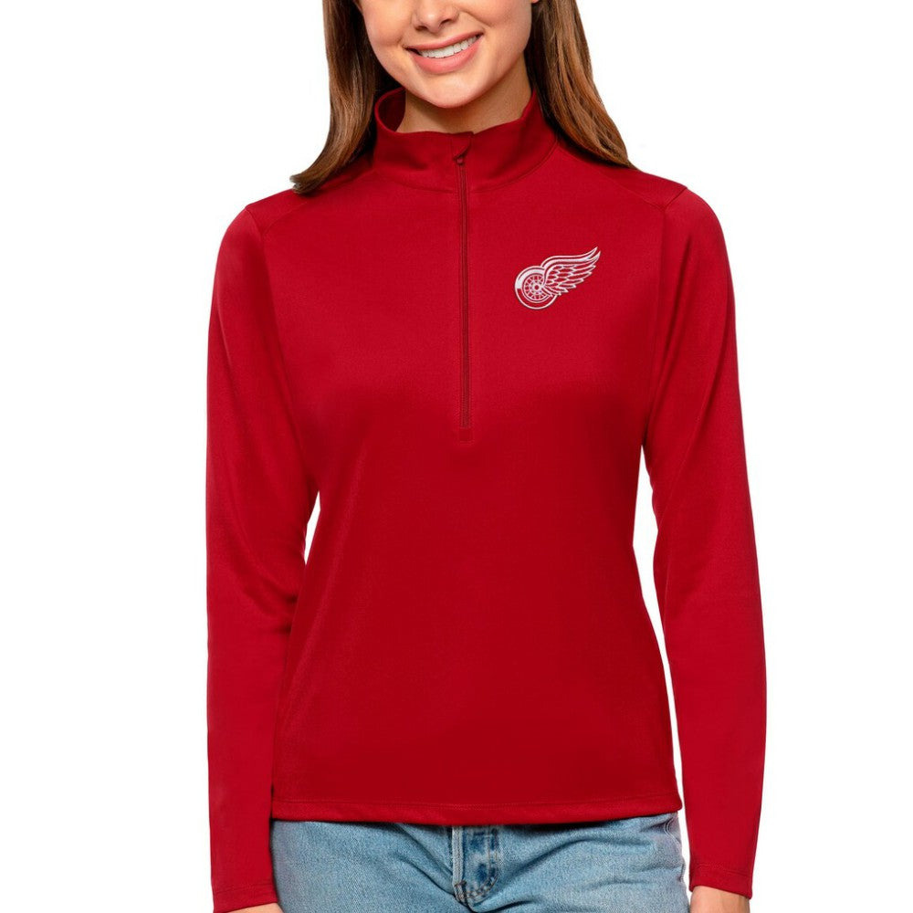 NHL Red Detroit Red Wings Antigua Women's Tribute Quarter-Zip Pullover Top