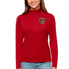 NHL Red Florida Panthers Antigua Women's Tribute Quarter-Zip Pullover Top